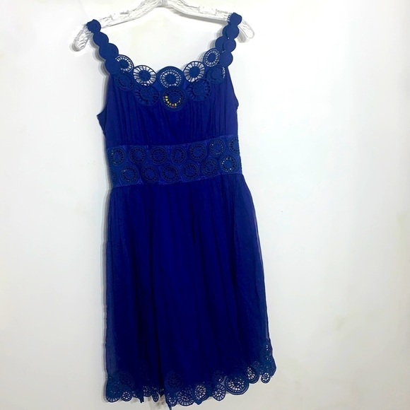 Catherine Malandrino Blue Silk Knee Length Dress 6 - Picture 1 of 7